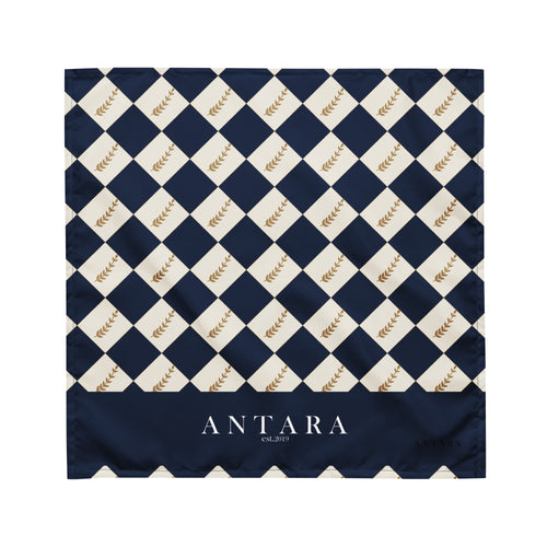 ANTARA Hippodrome Silks Neckerchief, medium, flat view of silks print and ANTARA logo band
