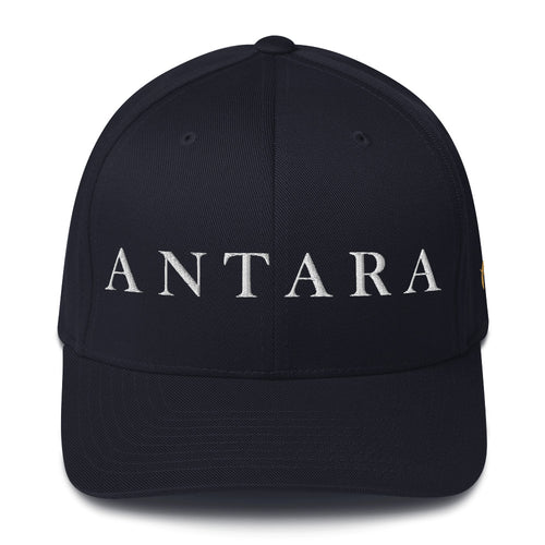 ANTARA Hippodrome Puff Cap in Dark Navy, front, white 3D puff ANTARA wordmark