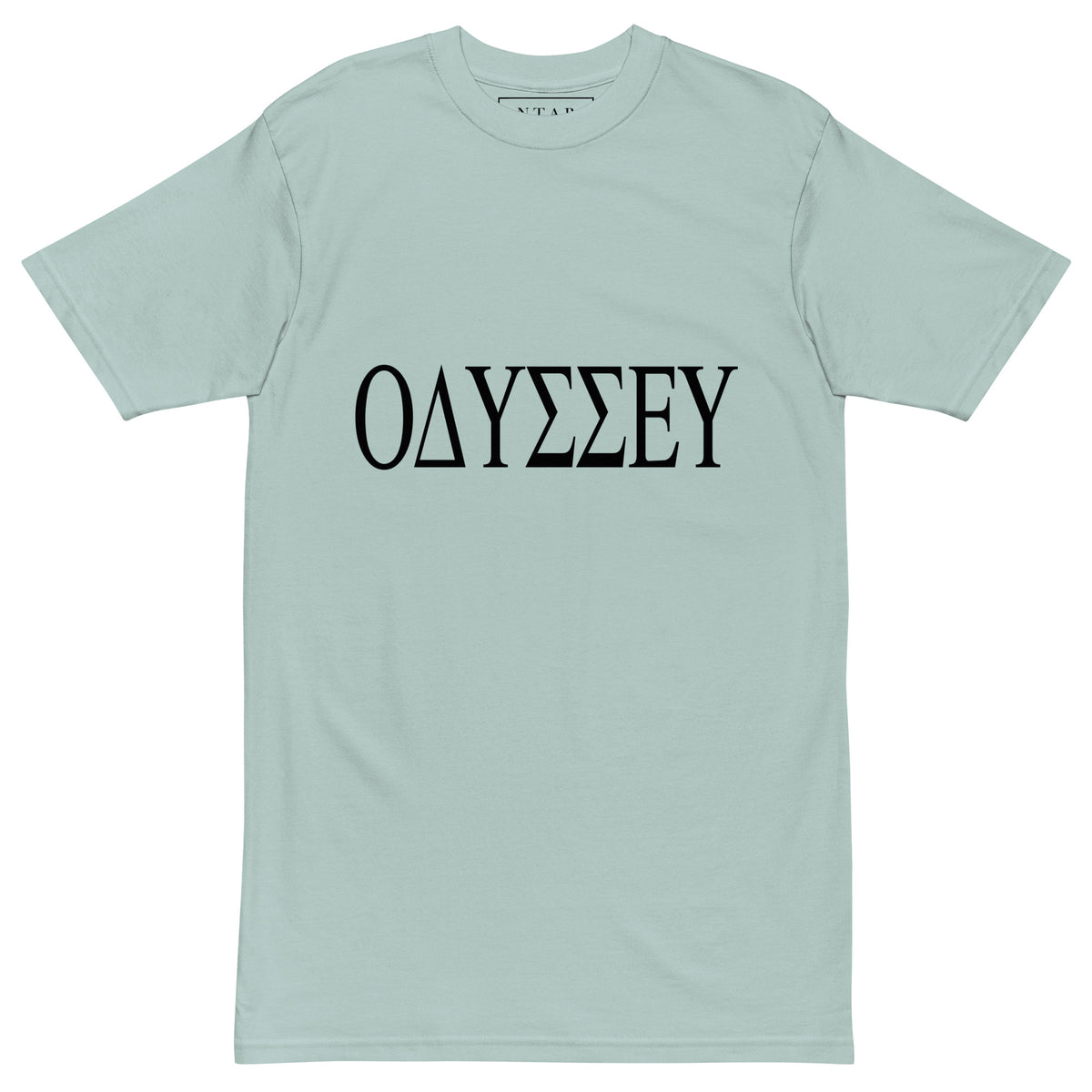 ANTARA Odyssey Heavyweight Tee in Agave, front, ODYSSEY wordmark