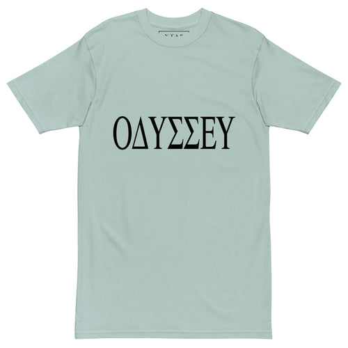 ANTARA Odyssey Heavyweight Tee in Agave, front, ODYSSEY wordmark